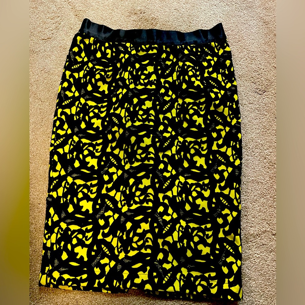 Green skirt with black lace overlay